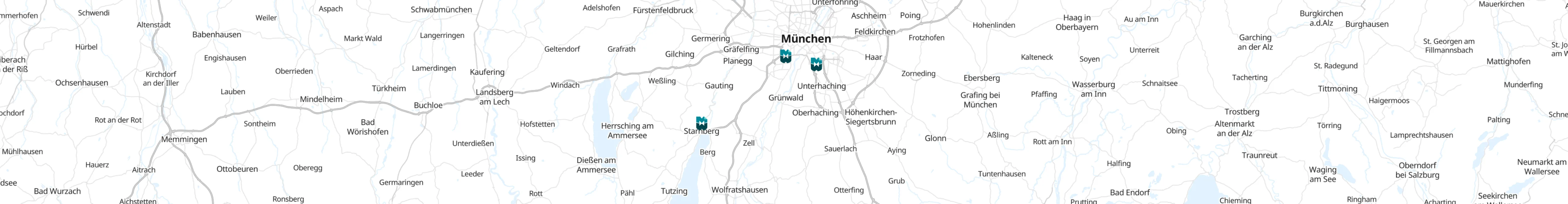 Karte der MEISTERWERK-Standorte in München und Starnberg